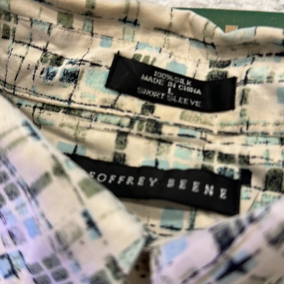 Geoffrey Beene silk shirt geometric pattern L - Picture 2 of 3